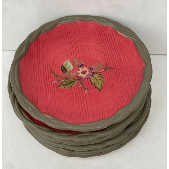 Set 6 Tracy Porter Octavia Hill Collection Floral Country Rustic Lunch Plates 8" - Picture 6 of 12